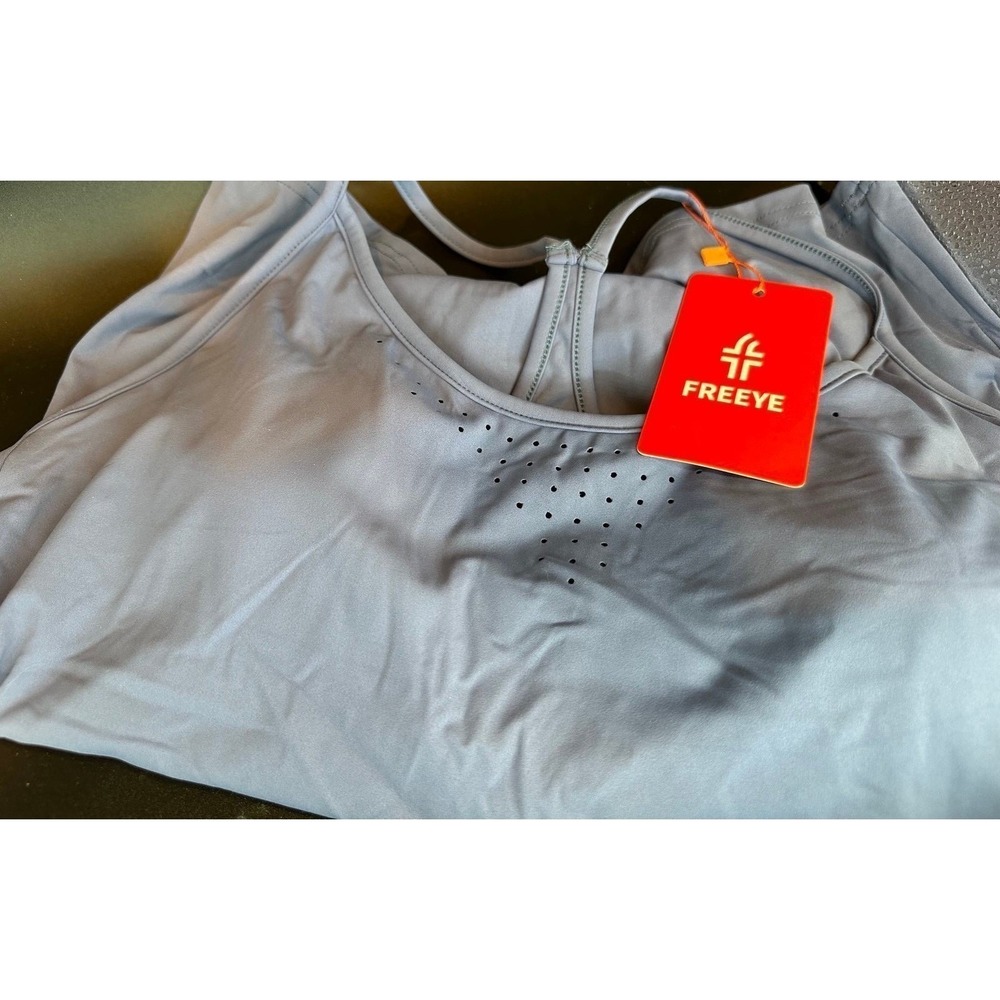 FREEYE‎ Workout Yoga Y Back Cami Tank Tops for Women Built-in Sport Bra Large